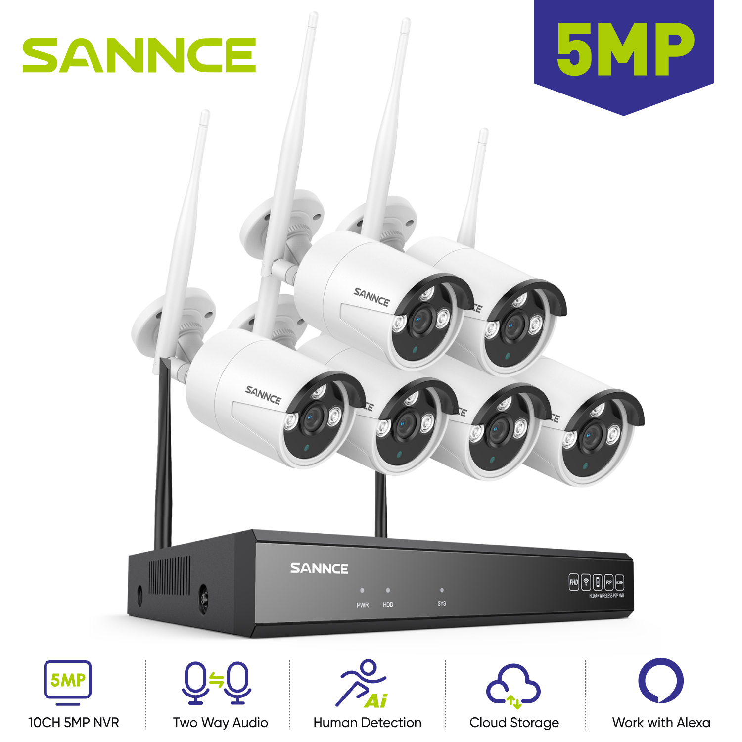 Home Security With Monitoring - كاميرا مراقبة خارجية Sannce-ip ، مجموعة
