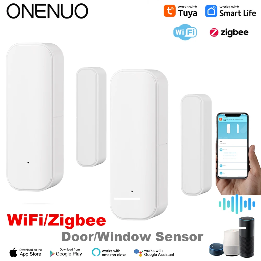 Tuya WiFi Zigbee نافذة مستشعر  - مراجعة Home Security Battery وسعره